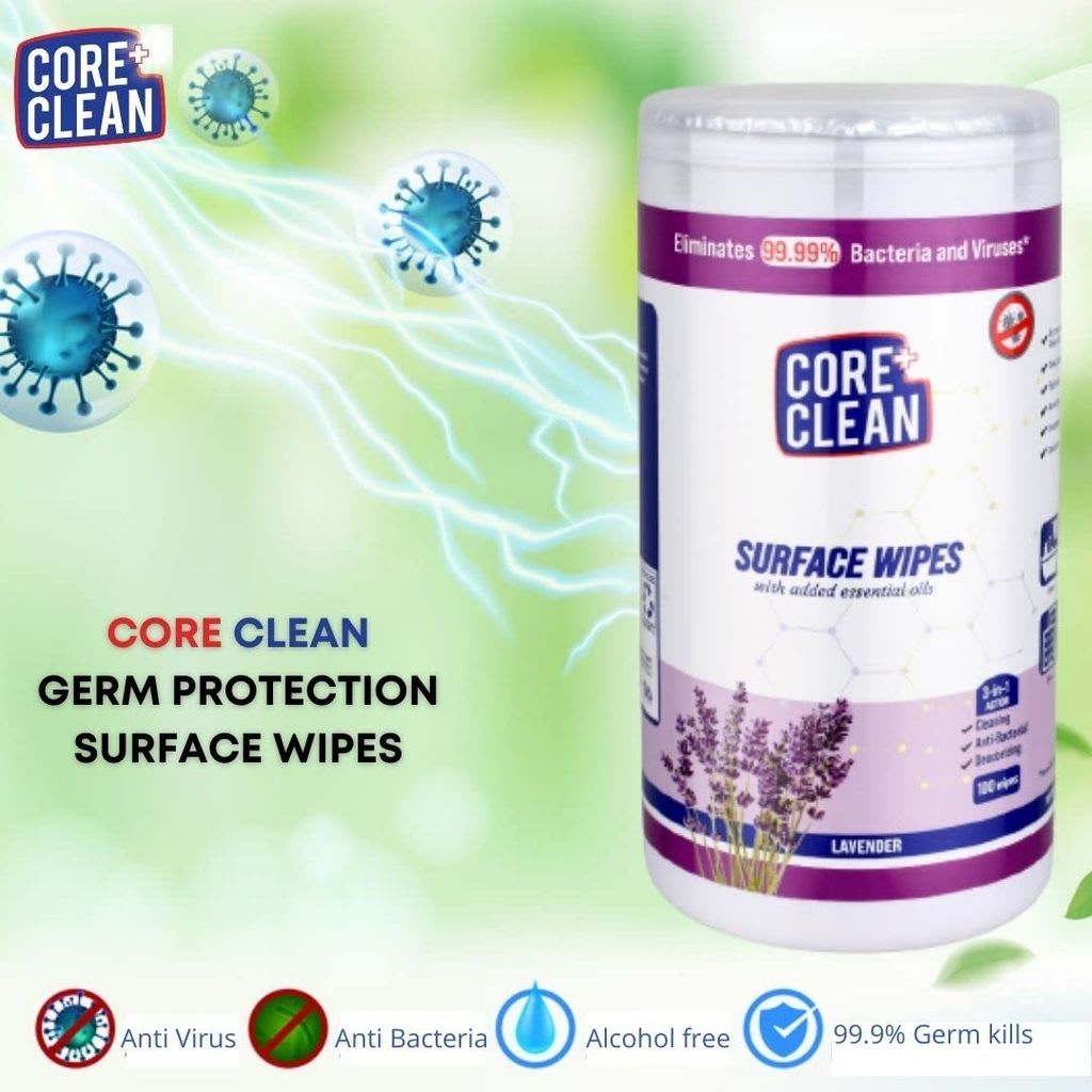 Core Clean Surface Wipes Lavender(100 Pulls)