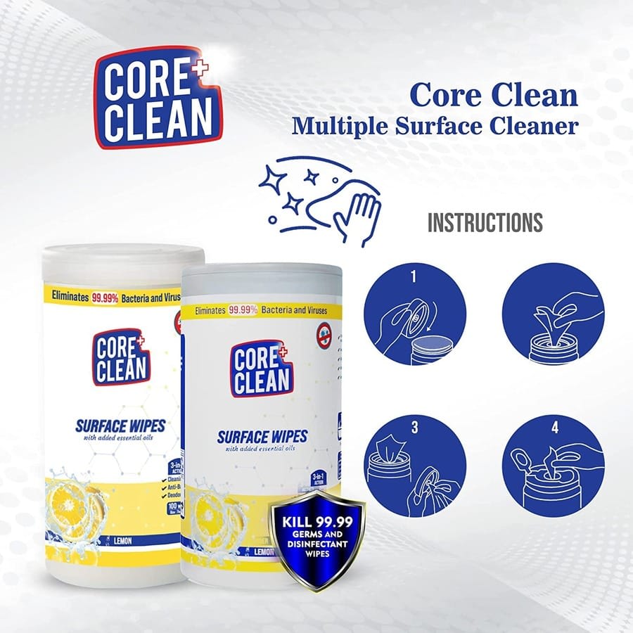 Core Clean Surface Wipes Lavender(100 Pulls)
