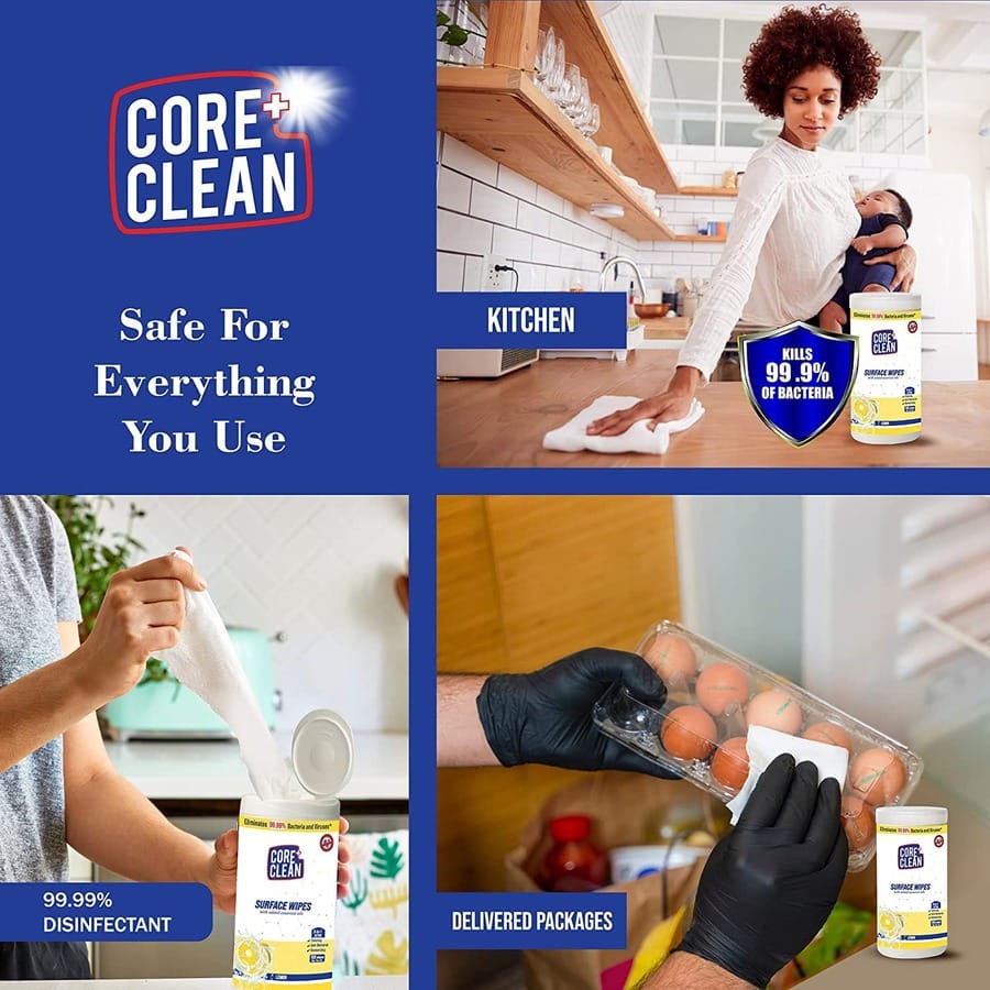Core Clean Surface Wipes Lavender(100 Pulls)