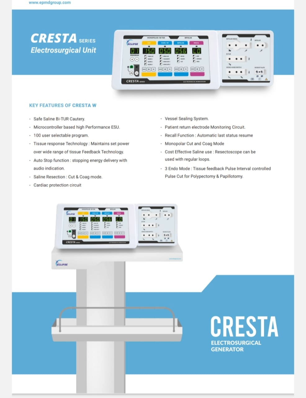 Eclipse Cresta W Saline Bipolar with Vessel Sealer cautery