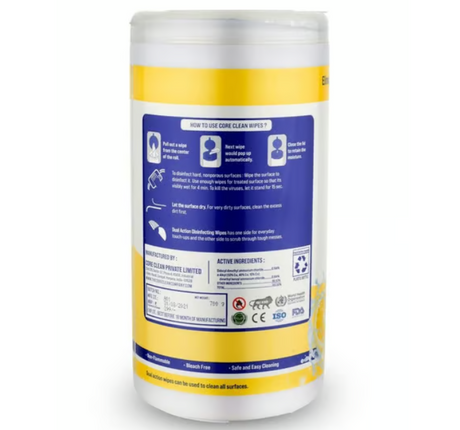 Core Clean Surface Wipes Lemon(100 Pulls)