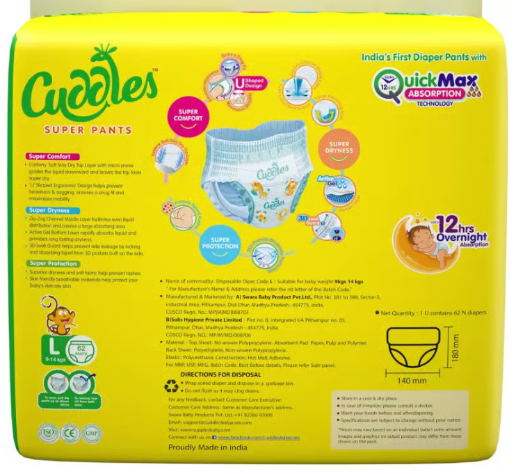 Cuddles - Super Pants Pant Style Diaper - Medium