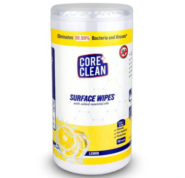 Core Clean Surface Wipes Lemon(100 Pulls)